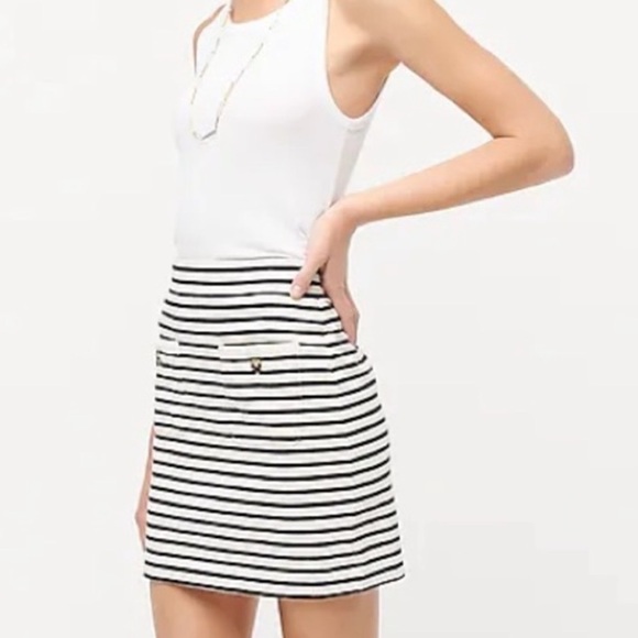 NWT J. Crew Knit Pocket Mini Skirt in Stripe Cream/Navy - Picture 1 of 7